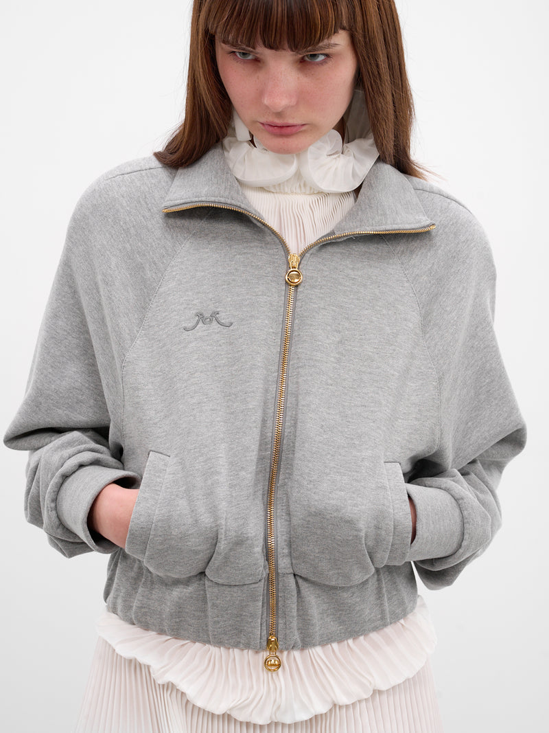 Gray Cotton Fleece Bomber Jacket (J445-S-GREY)