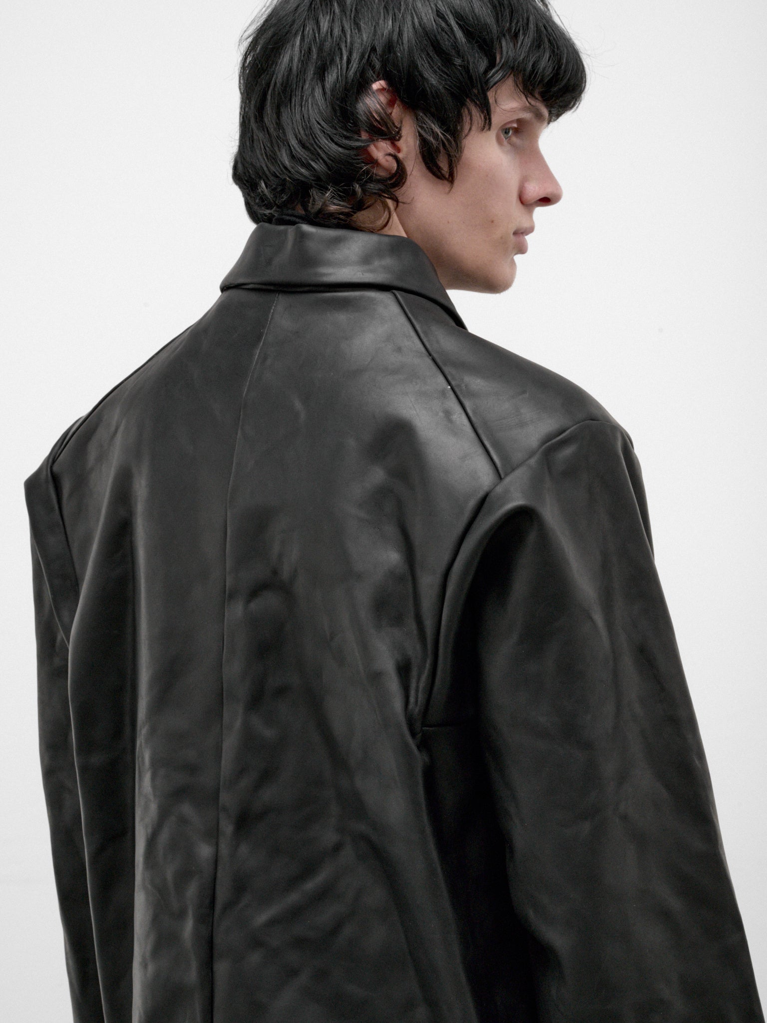Black Leather Buttoned Jacket (J46-VA-1-0-BLACK)