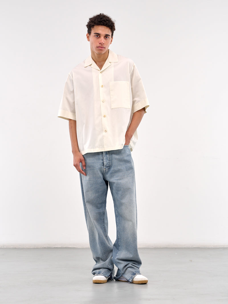 White Poplin Short Sleeve Shirt (J47DL0166-J45292-OFF-WHITE)