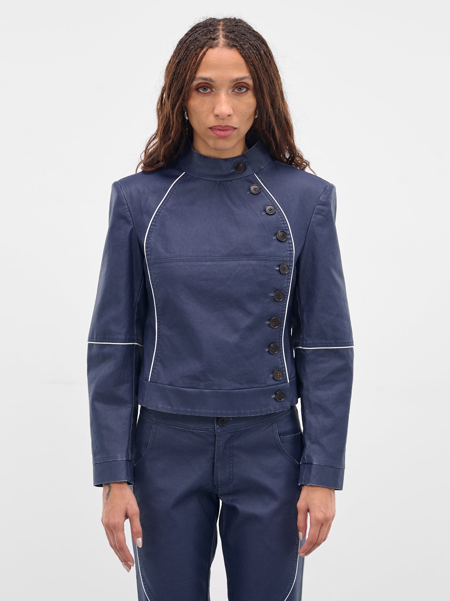 Blue Cotton Canvas Button Jacket (JA-03BL-BLUE)
