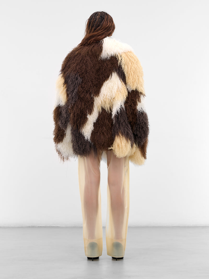 Brown Oversized Patchwork Shearling Jacket (JA-04-PATHWORK-MULTI)