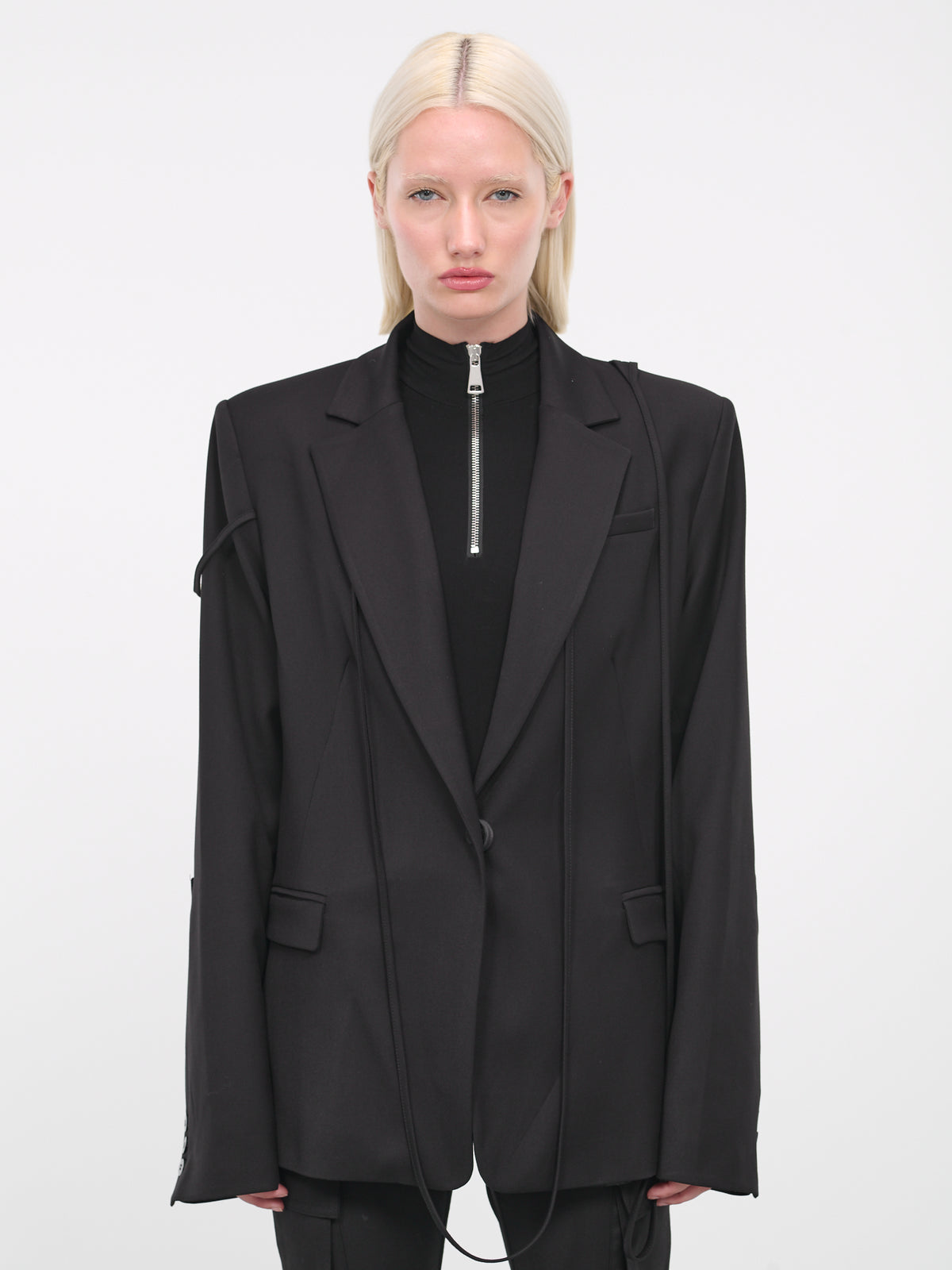 Strap Oversized Blazer (JA023404730473-BLACK)
