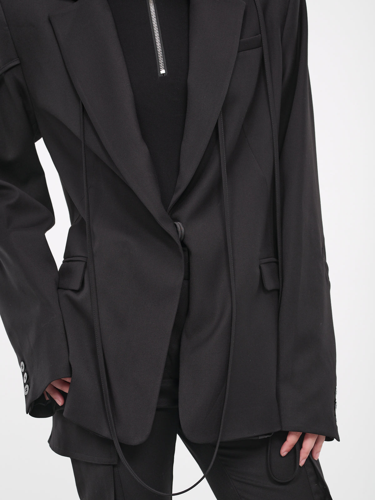 Strap Oversized Blazer (JA023404730473-BLACK)