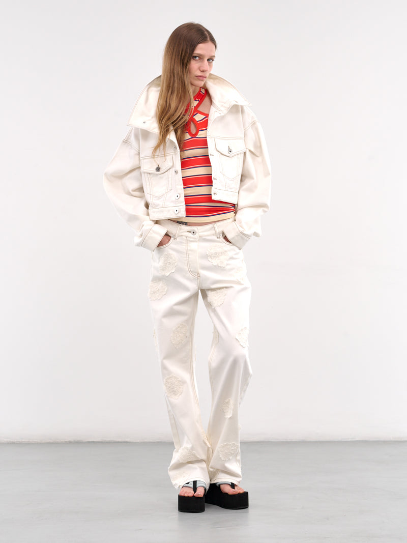 Lace Patch Jeans (PA044B-WHITE-LACE)