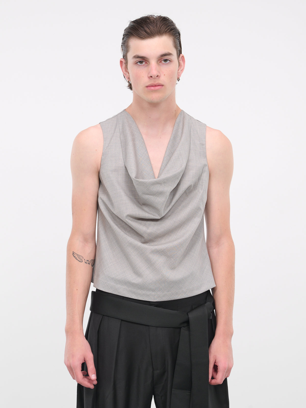 Draped Wool Top (JA07-GREY)