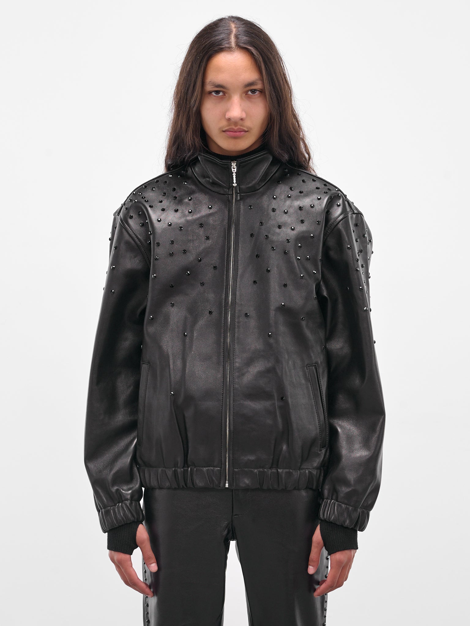Black Swarovski Lamb Leather Jacket (JA11LRP-LE62-BLACK-W-SWAROVSKI)