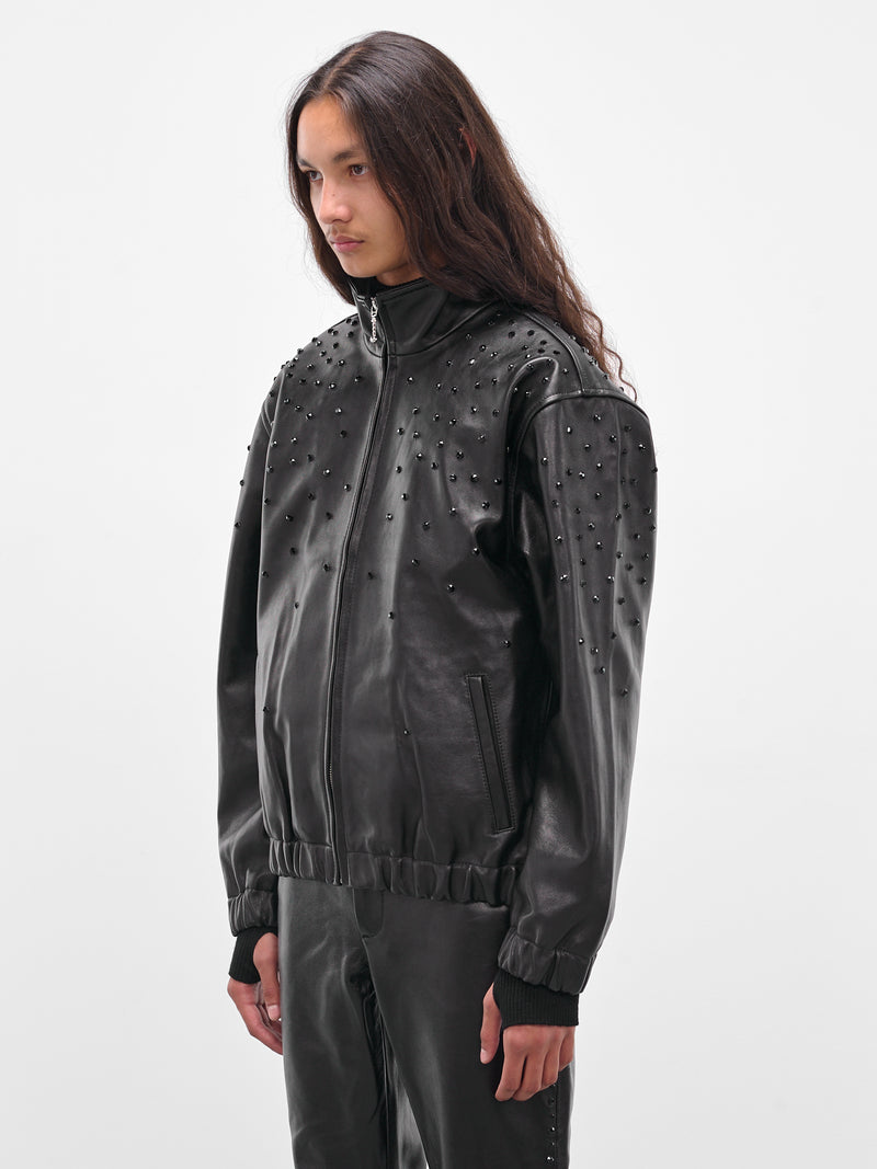 Black Swarovski Lamb Leather Jacket (JA11LRP-LE62-BLACK-W-SWAROVSKI)