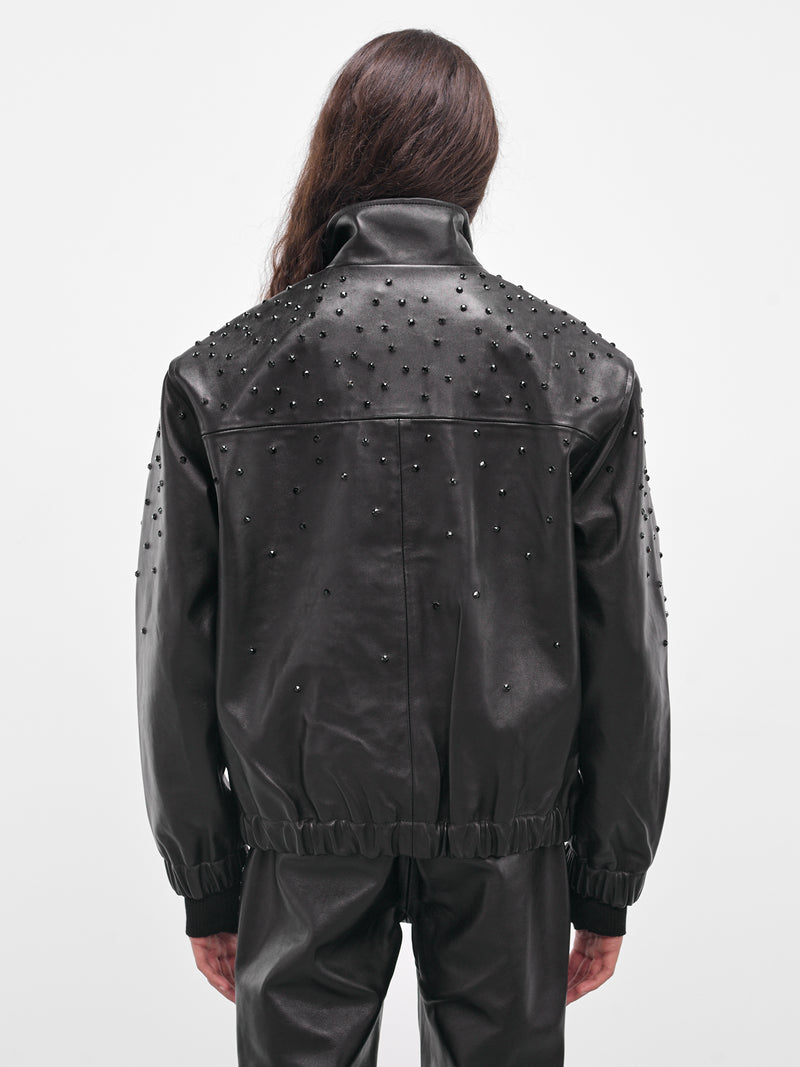 Black Swarovski Lamb Leather Jacket (JA11LRP-LE62-BLACK-W-SWAROVSKI)