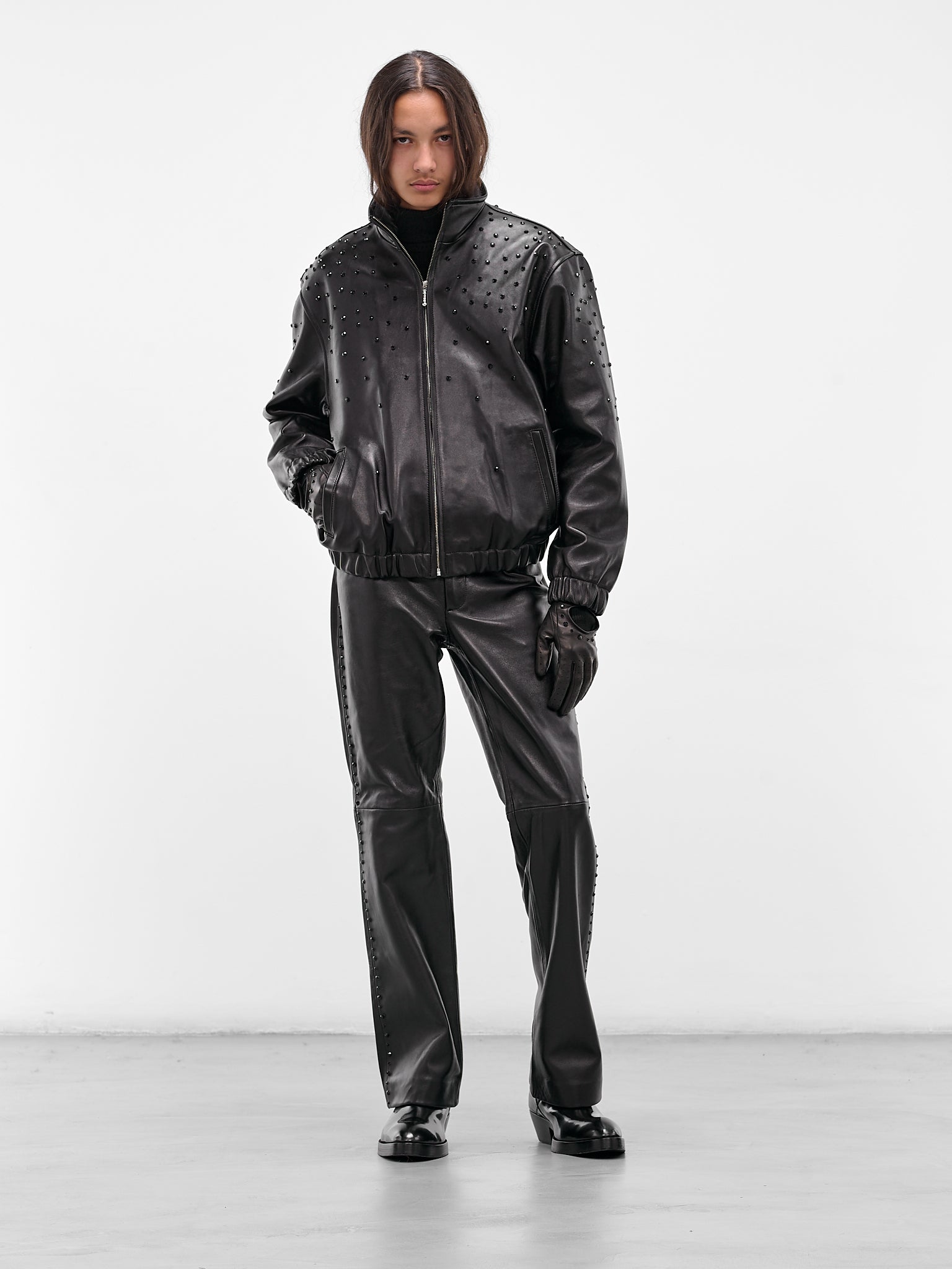 Black Swarovski Lamb Leather Jacket (JA11LRP-LE62-BLACK-W-SWAROVSKI)