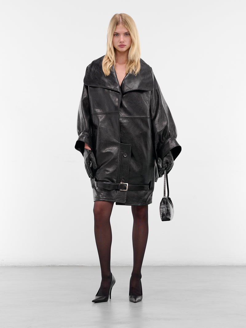 Black Marco Nappa Leather Coat (JA12BL-MARCO-BRIGHT-BLACK)