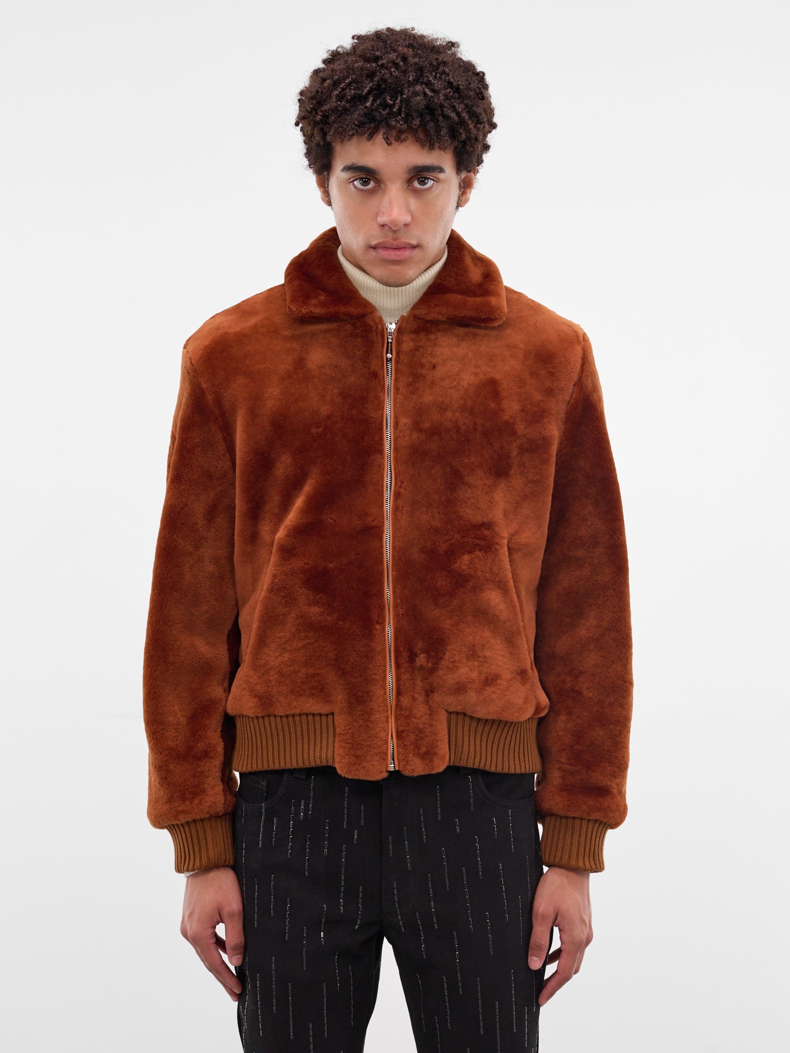 Rust Shearling Leather Zip Jacket (JA14S-SHEARLING-JACKET-RUST)