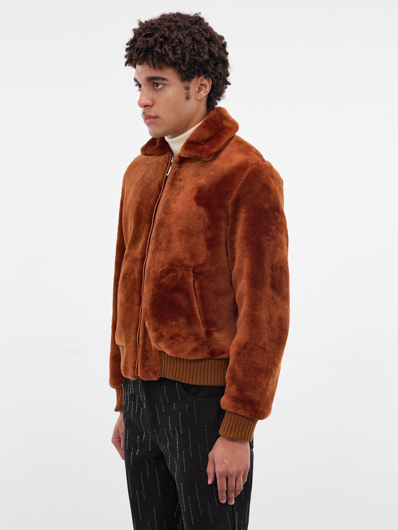 Rust Shearling Leather Zip Jacket (JA14S-SHEARLING-JACKET-RUST)