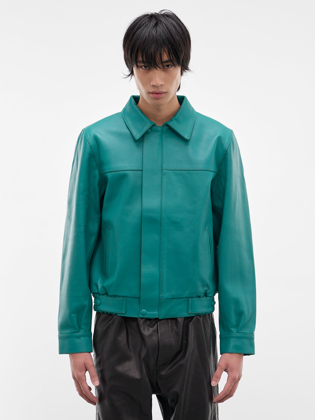 Green Lamb Leather Bomber Jacket (JA86L-LE67-JADE-GREEN)