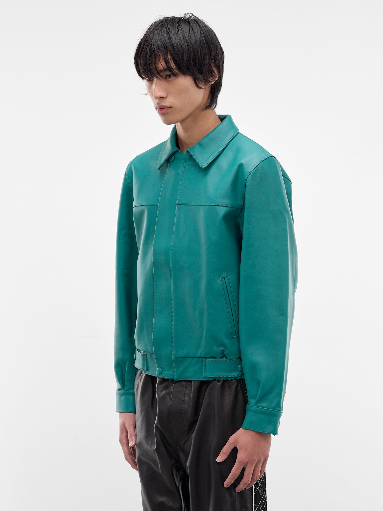 Green Lamb Leather Bomber Jacket (JA86L-LE67-JADE-GREEN)