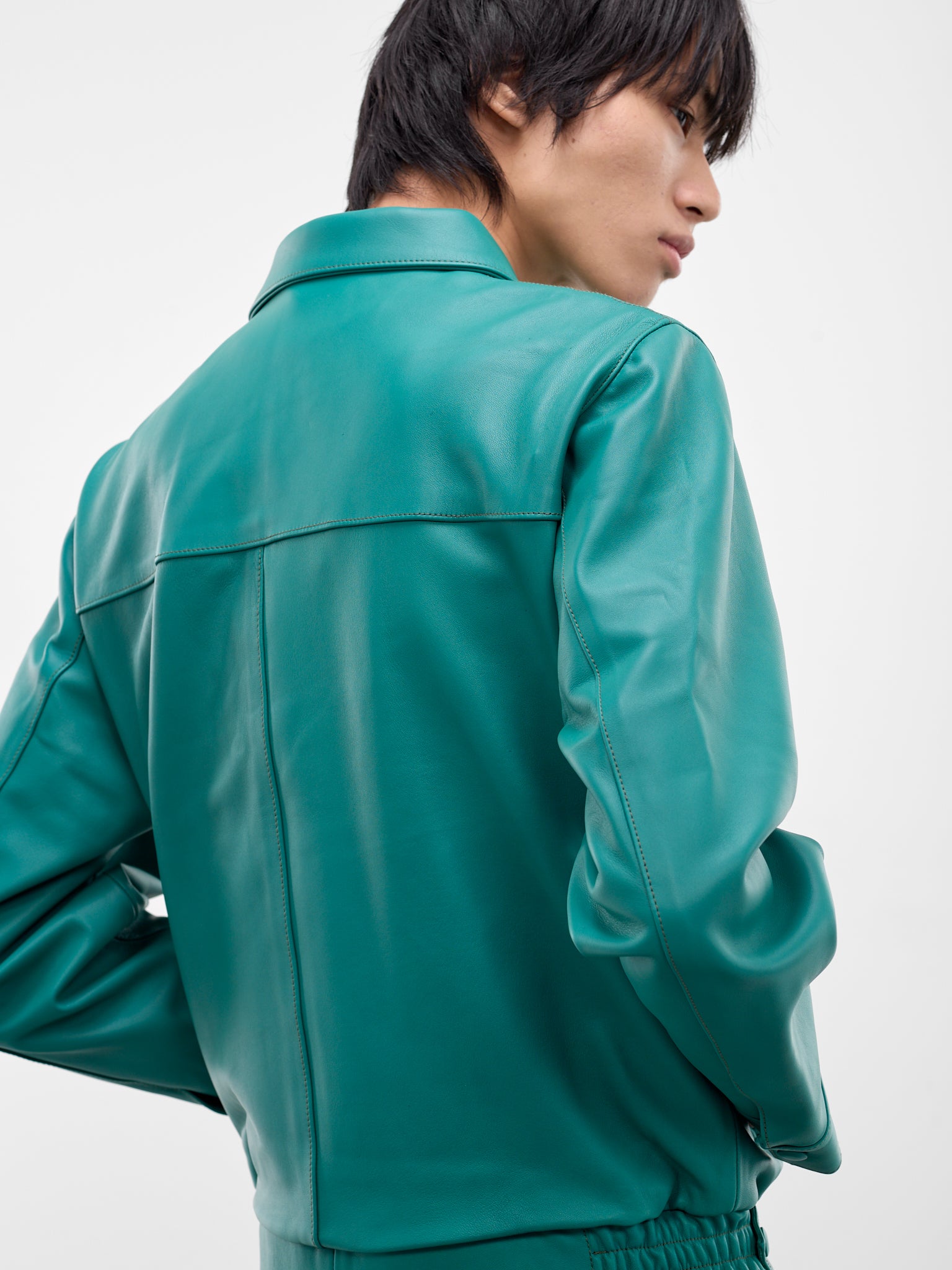Green Lamb Leather Bomber Jacket (JA86L-LE67-JADE-GREEN)