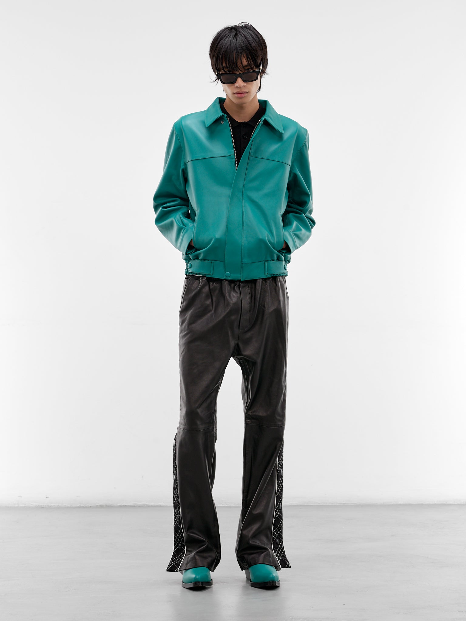 Green Lamb Leather Bomber Jacket (JA86L-LE67-JADE-GREEN)