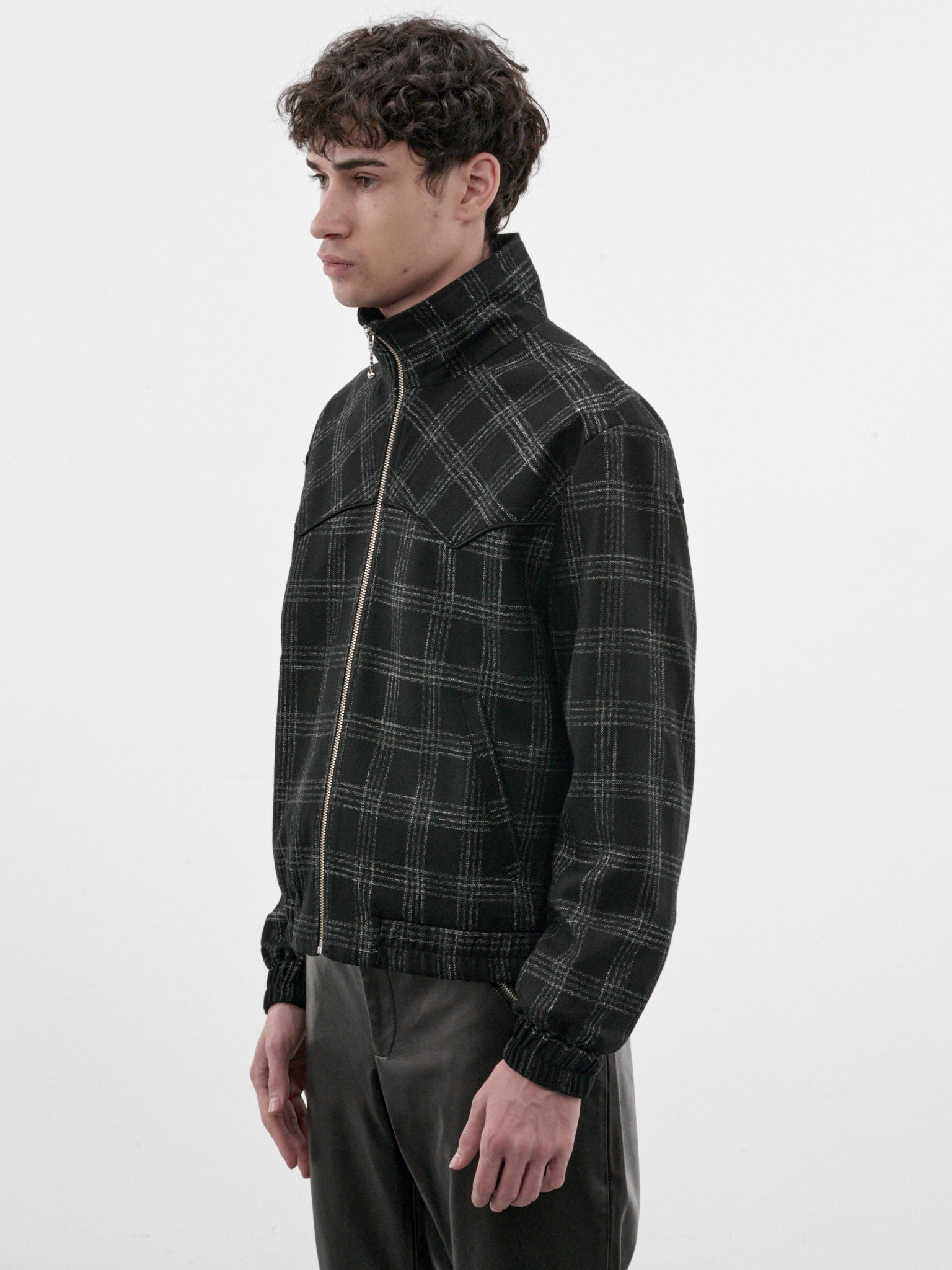 Black Check Western Track Jacket (JA88B-BLACK-WHITE)