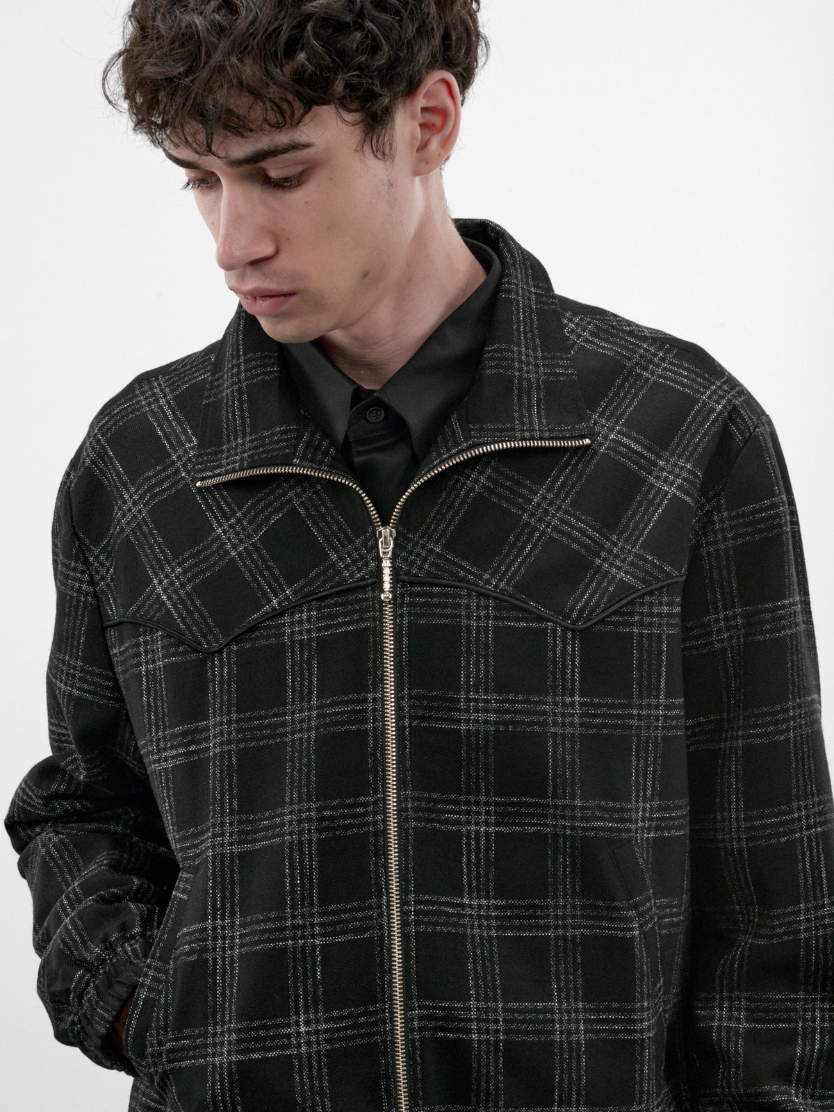 Black Check Western Track Jacket (JA88B-BLACK-WHITE)