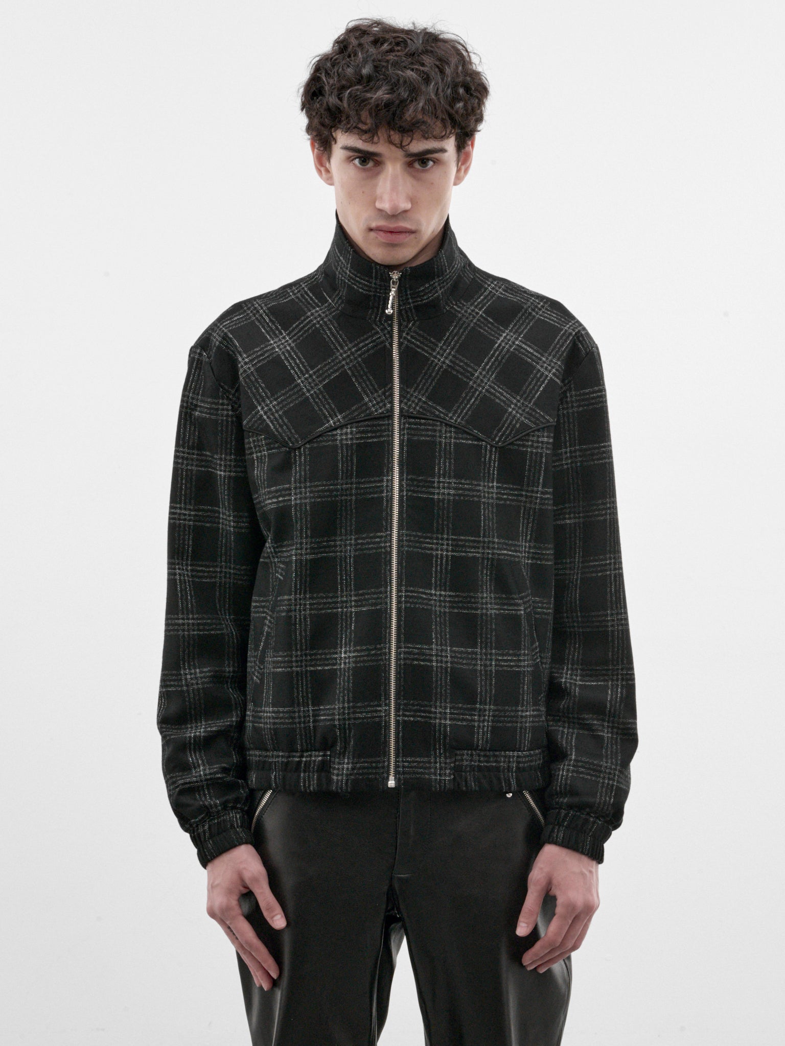 Black Check Western Track Jacket (JA88B-BLACK-WHITE)