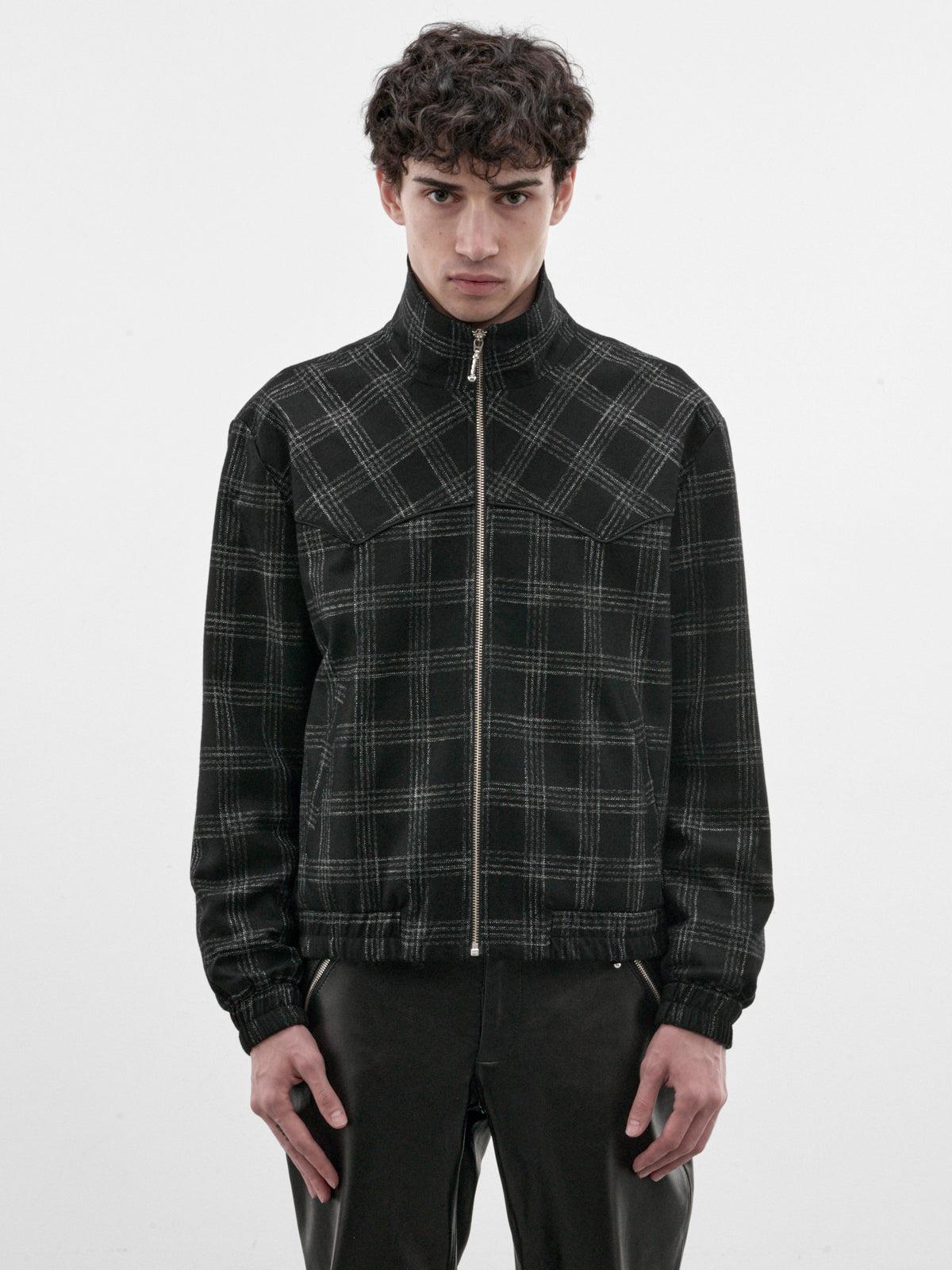 Black Check Western Track Jacket (JA88B-BLACK-WHITE)
