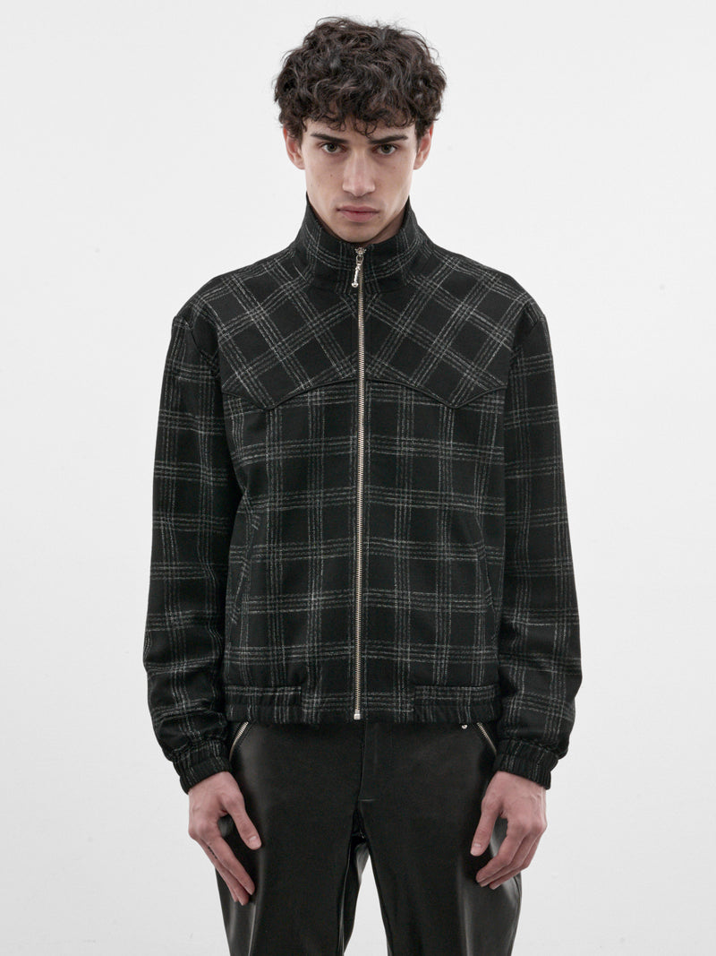 Black Check Western Track Jacket (JA88B-BLACK-WHITE)