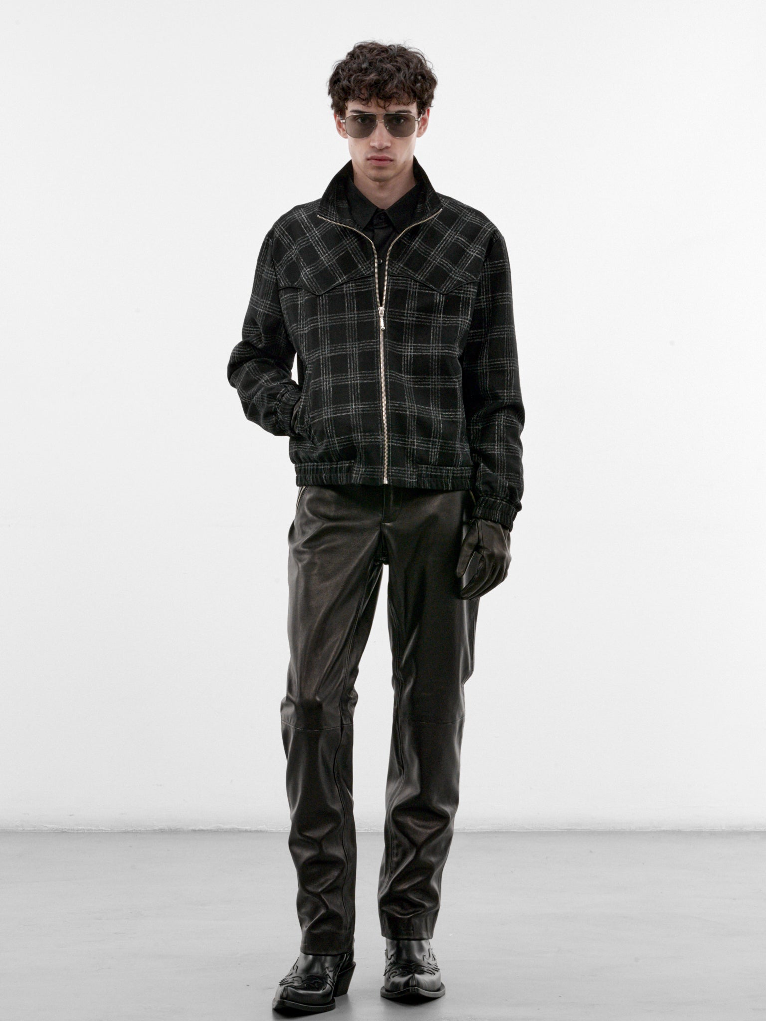 Black Check Western Track Jacket (JA88B-BLACK-WHITE)