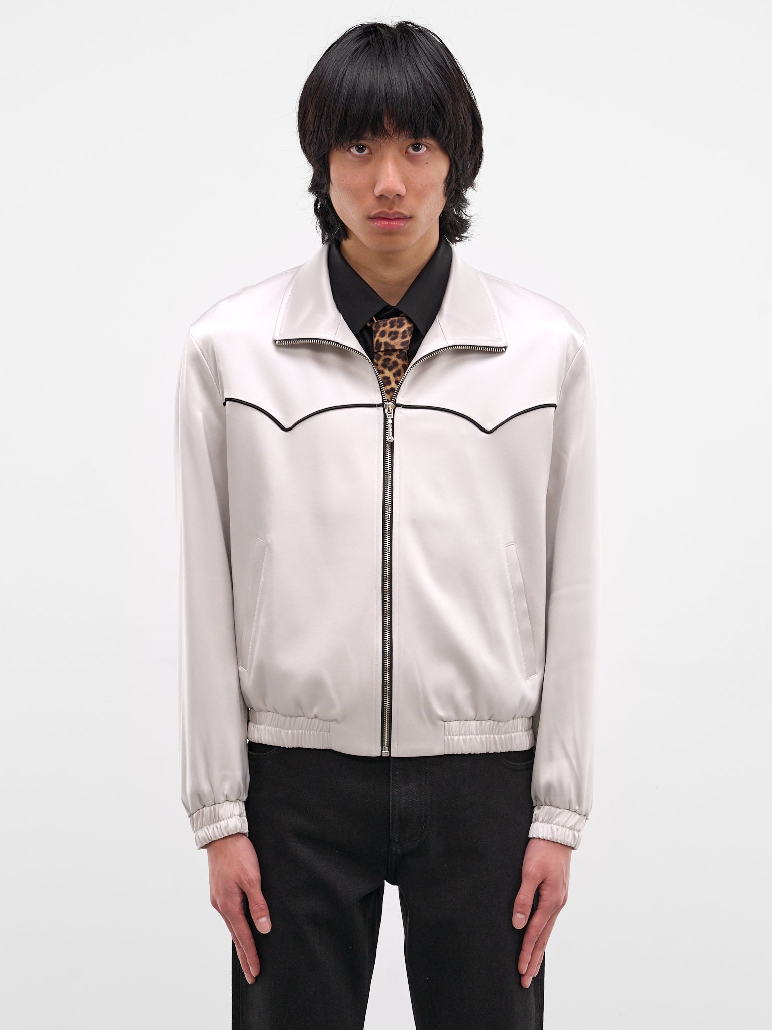 Gray Satin Western Zip Jacket (JA90-LIGHT)