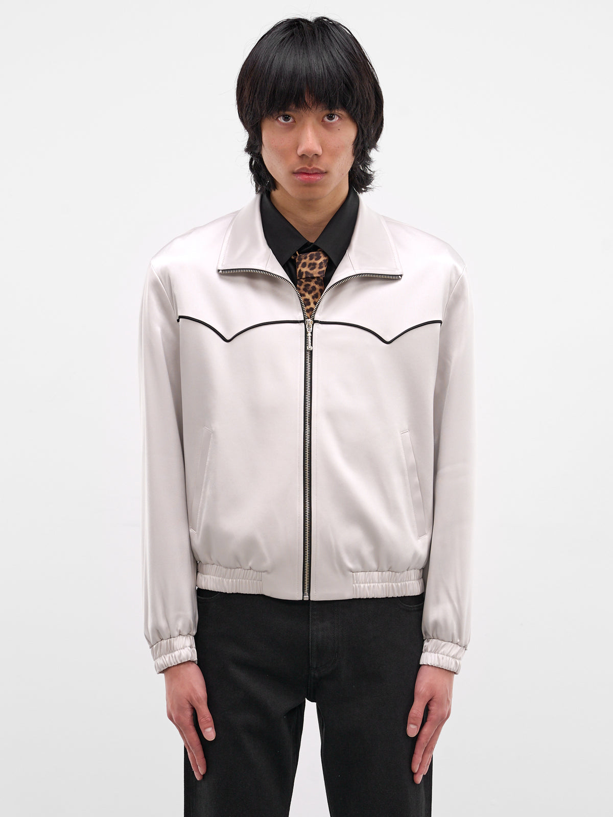 Gray Satin Western Zip Jacket (JA90-LIGHT)