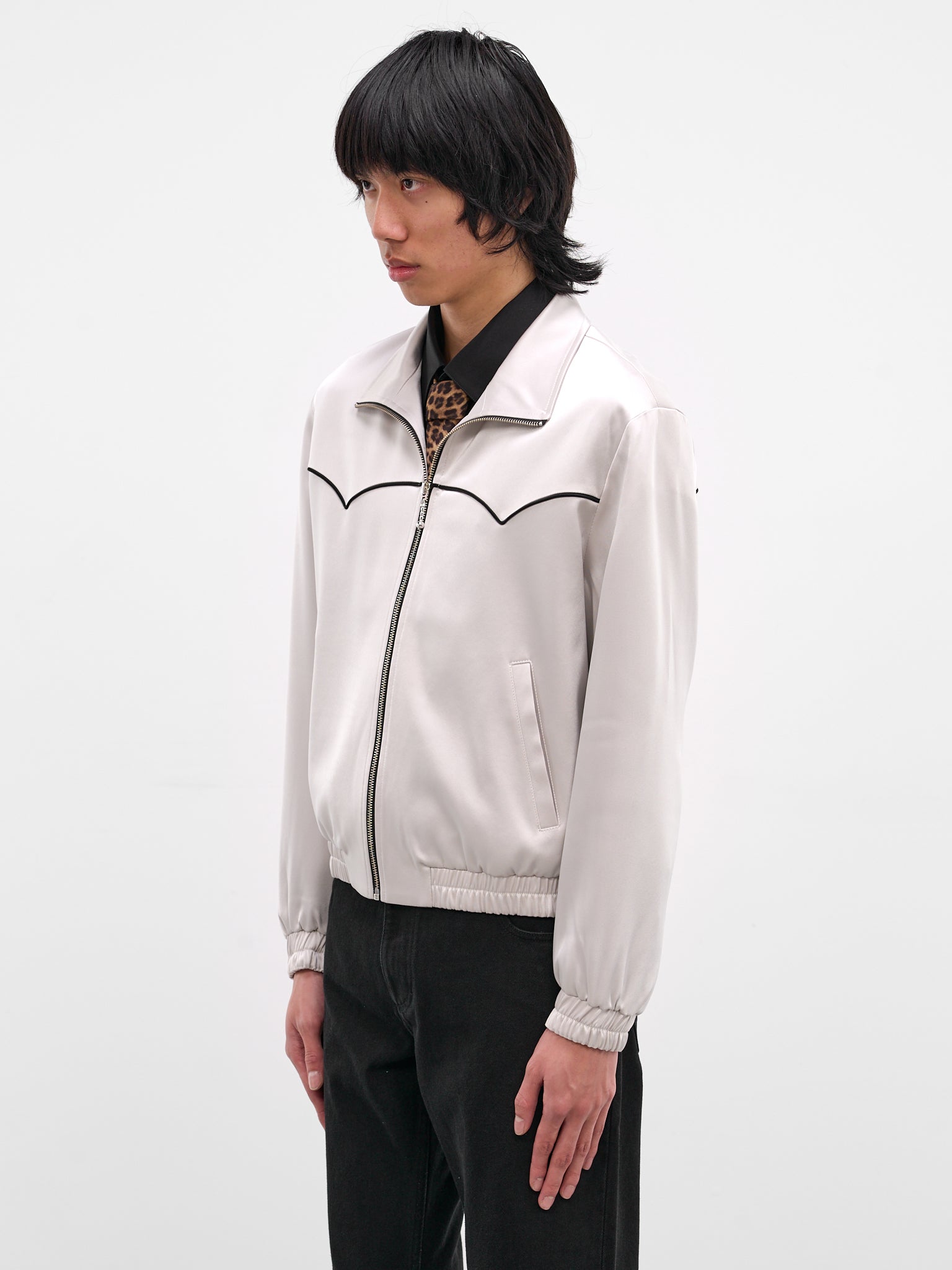 Gray Satin Western Zip Jacket (JA90-LIGHT)