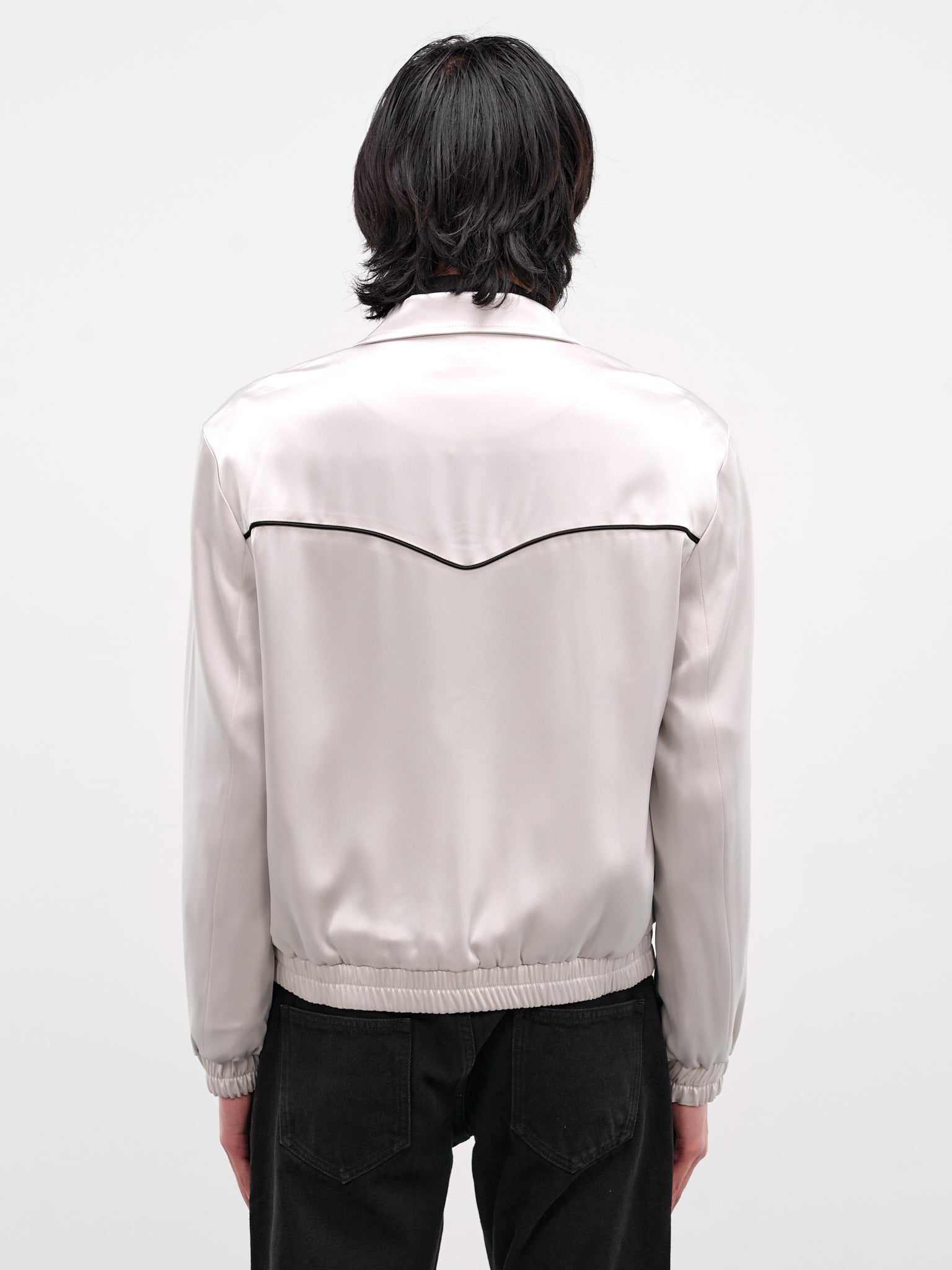 Gray Satin Western Zip Jacket (JA90-LIGHT)