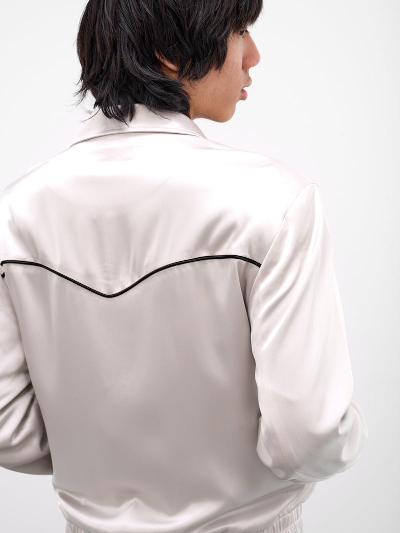 Gray Satin Western Zip Jacket (JA90-LIGHT)