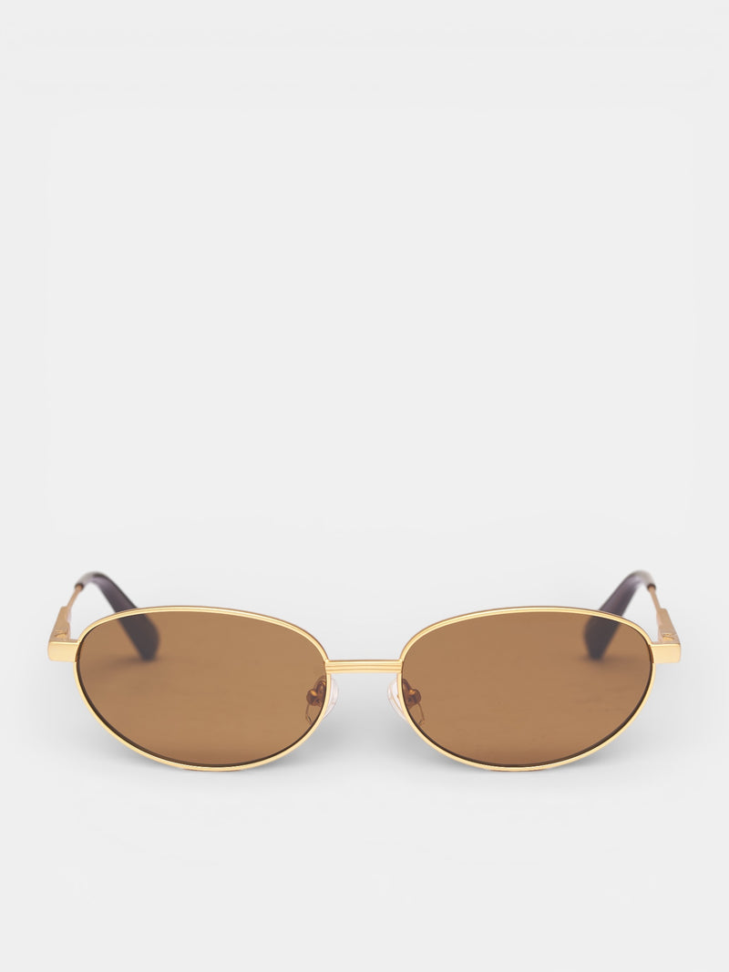 Jacquemus x Linda Farrow Oval Sunglasses (JAC120C1SUN-MATT-GOLD-BROWN)