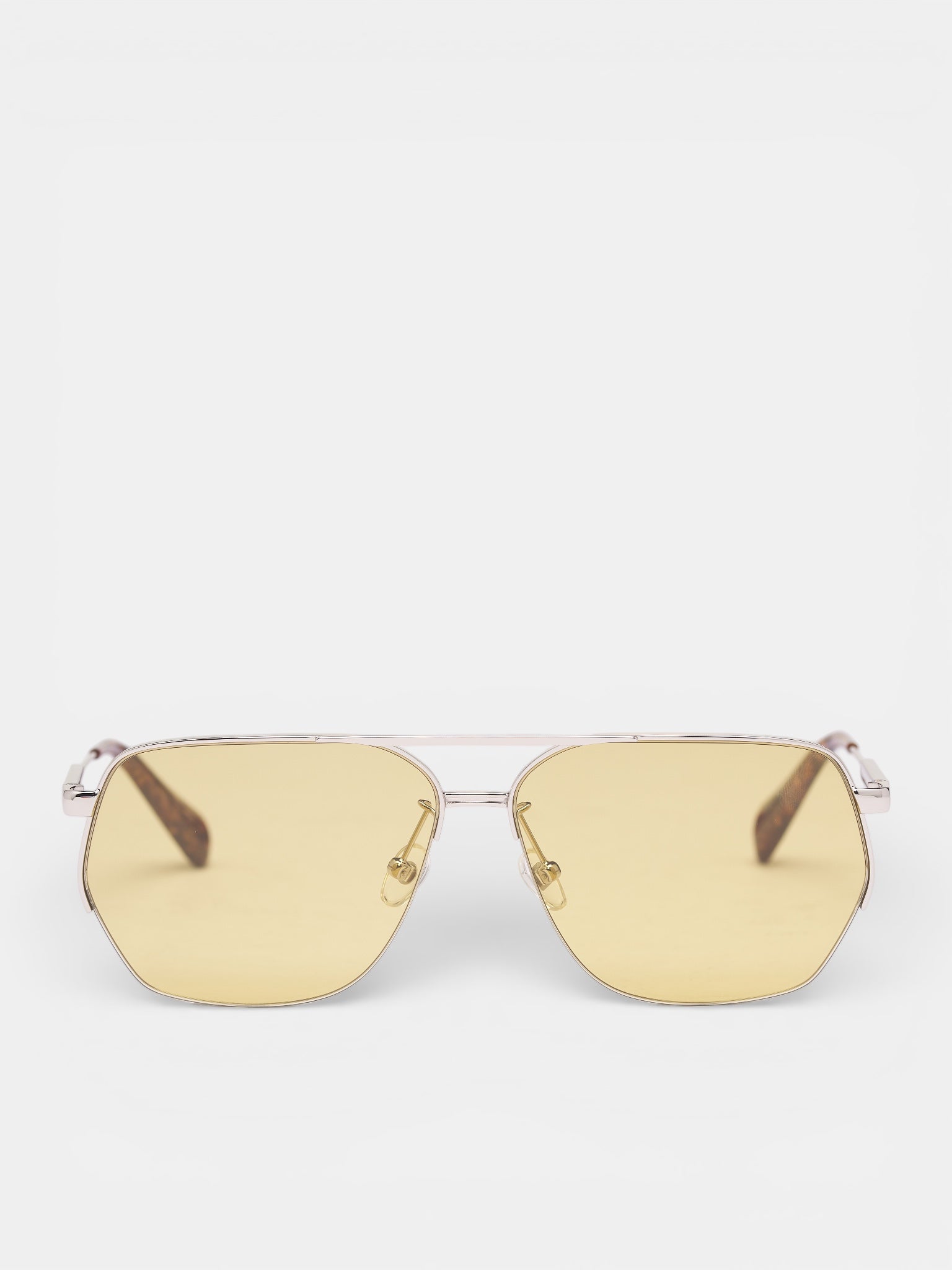Jacquemus x Linda Farrow Aviator Sunglasses (JAC67C3SUN-SILVER-WOOD-YELLOW)