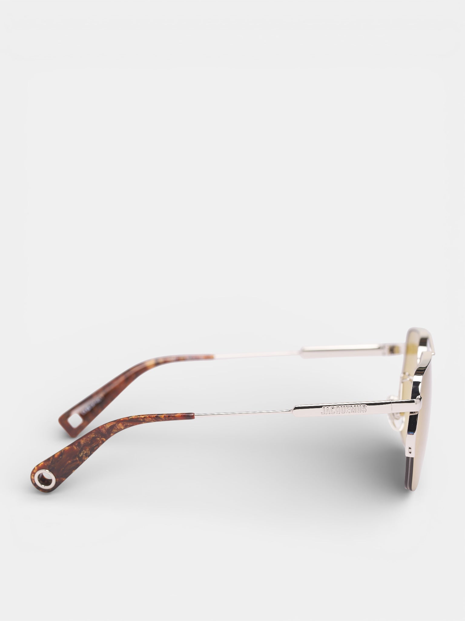 Jacquemus x Linda Farrow Aviator Sunglasses (JAC67C3SUN-SILVER-WOOD-YELLOW)