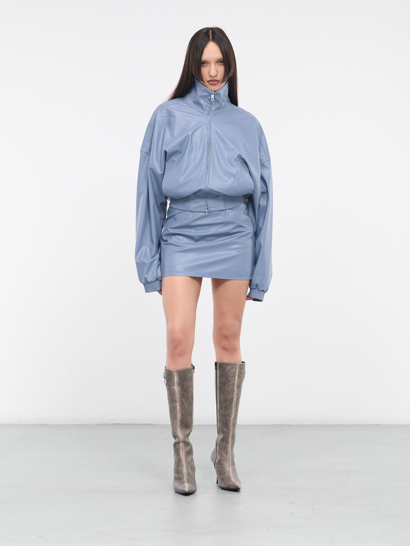 Leather Mini Skirt (SKIR-BLUE-01-BABY-BLUE)