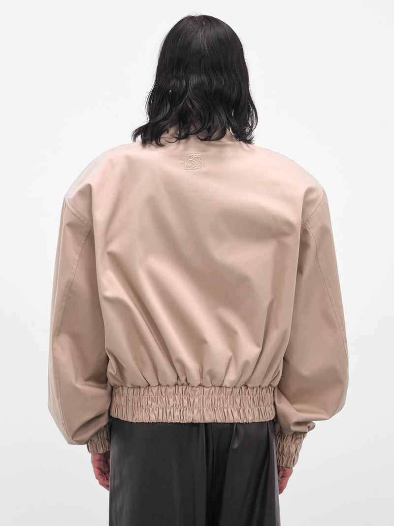Beige Oversized Highneck Crop Bomber (JACKET-04-BEIGE)