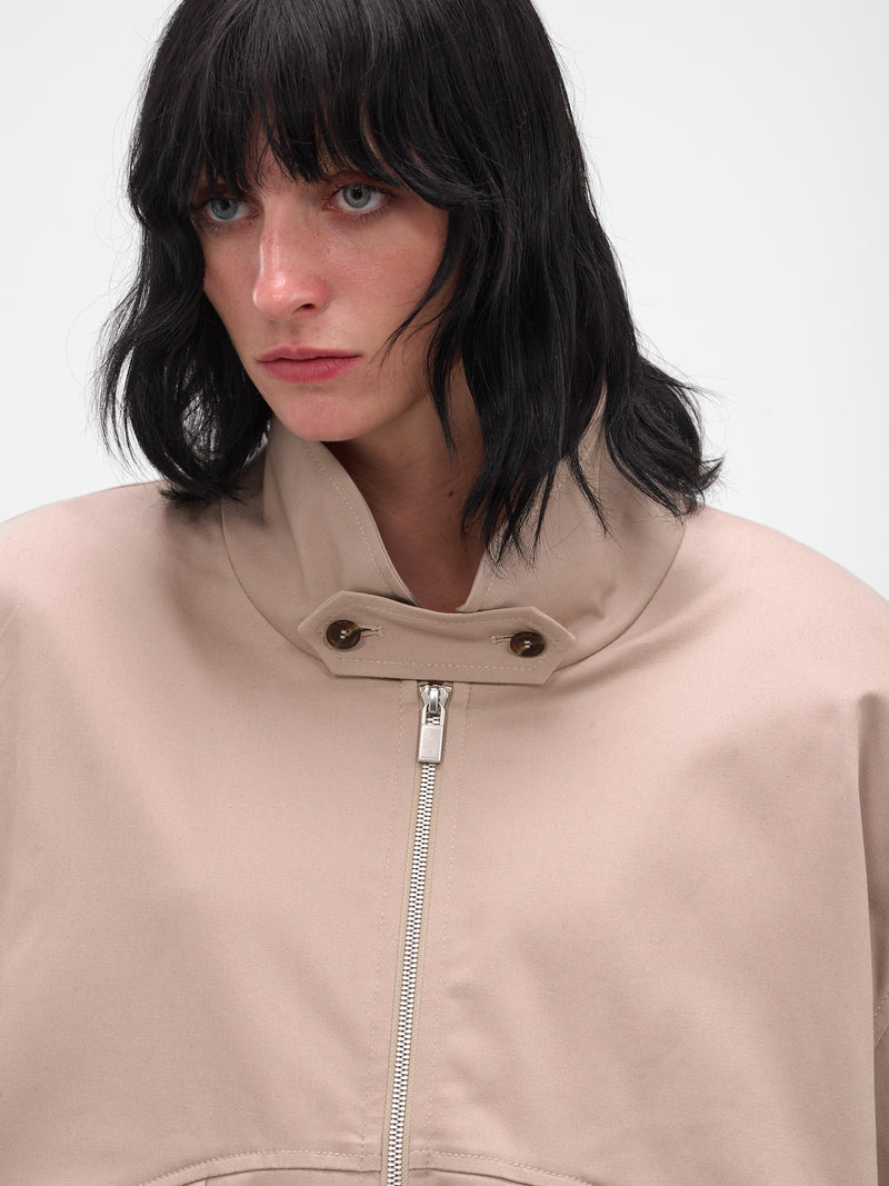Beige Oversized Highneck Crop Bomber (JACKET-04-BEIGE)