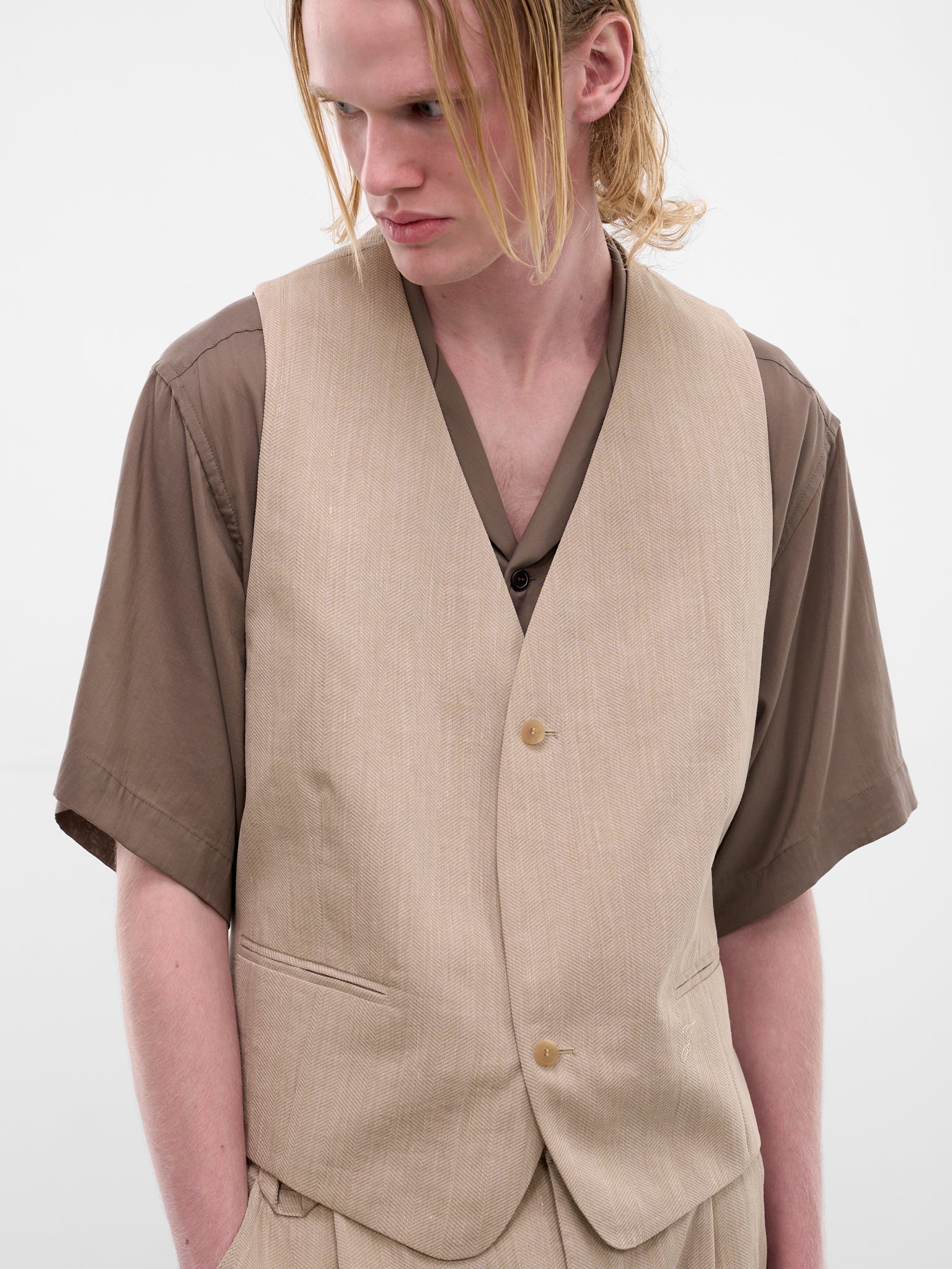 Beige Paysan Tailored Vest (JAM00106AW00738-BEIGE)