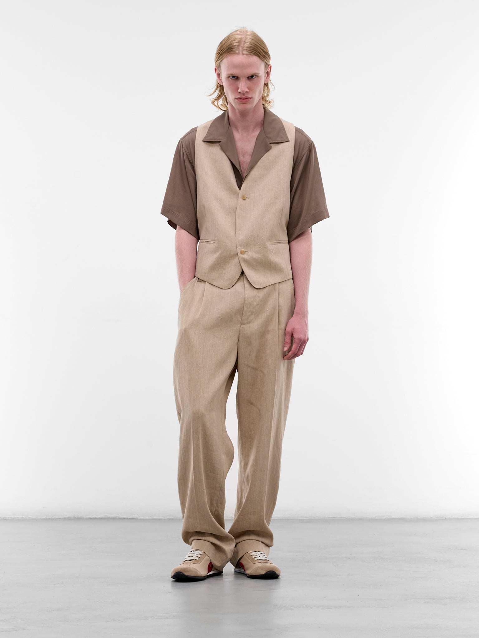 Beige Croisière Linen Trousers (PAM00131AW00738-BEIGE)
