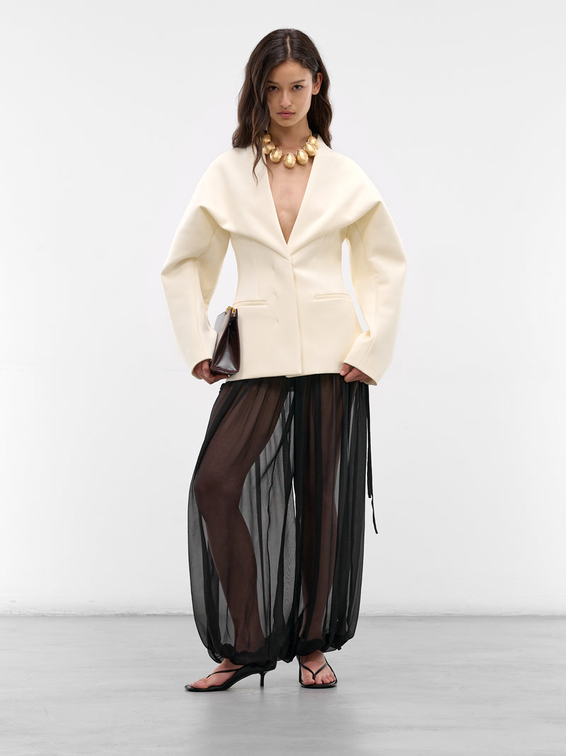 Wool Châle Shawl Blazer Jacket (JAW00133AW00733-OFF-WHITE)