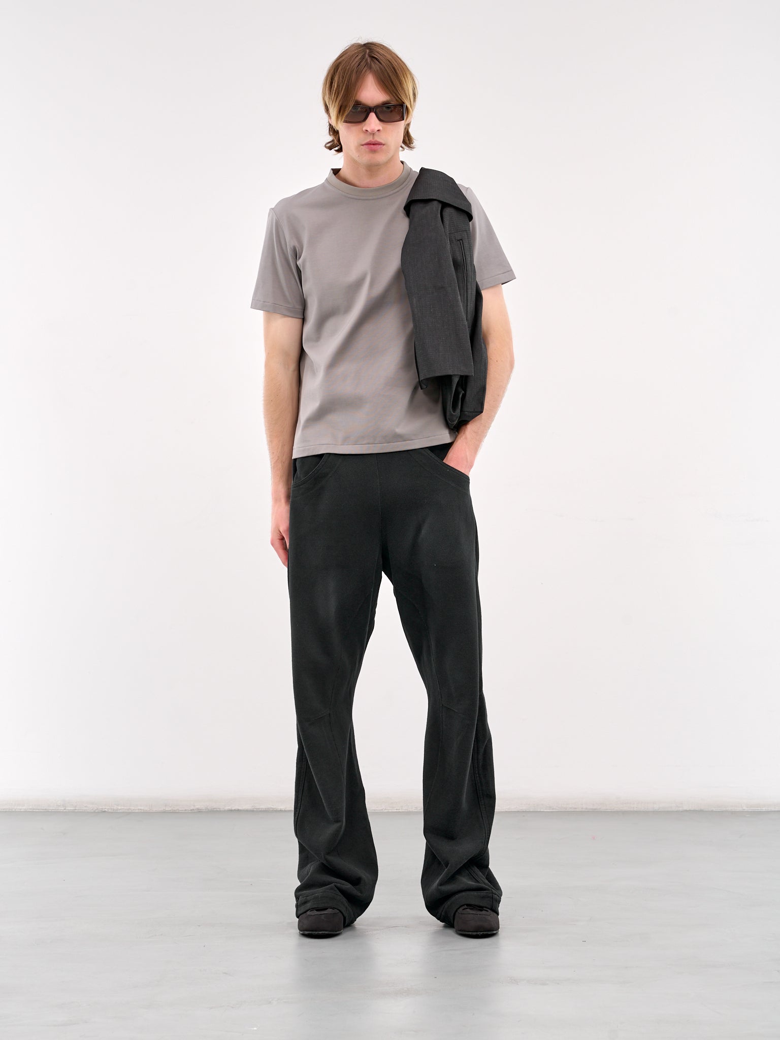 Knee Darted Elastic Sweatpants (JER-109-01-NAVY)