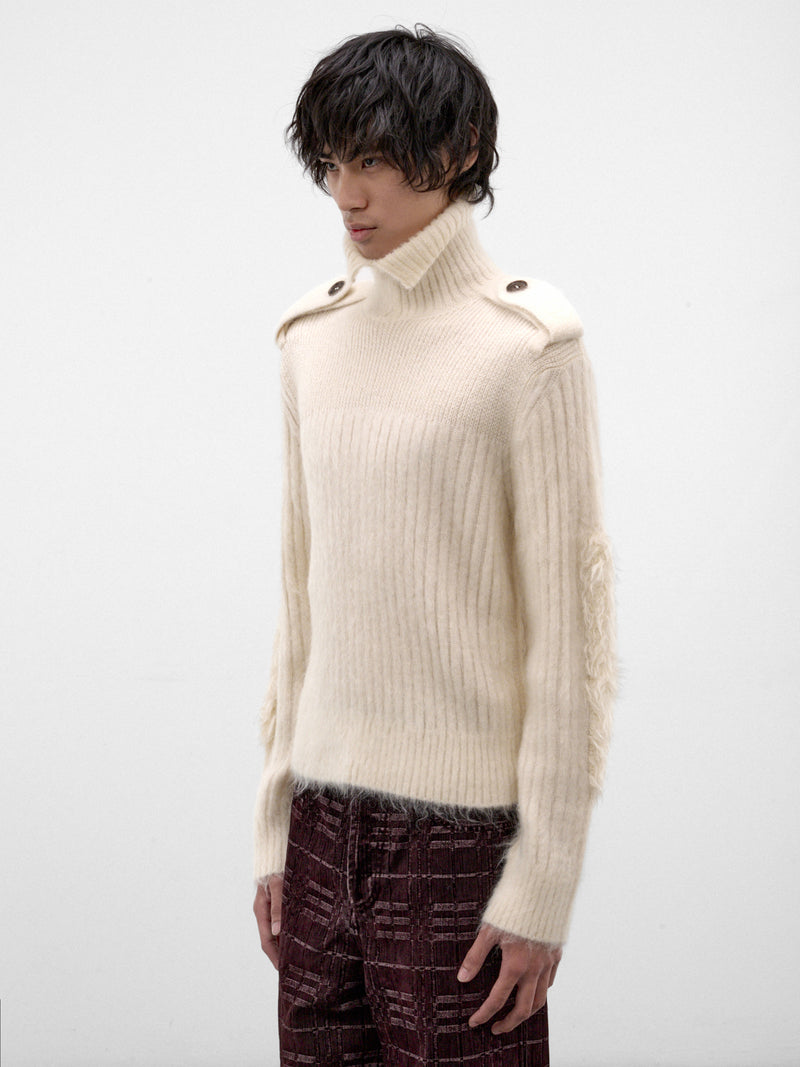 Ecru Rib-Knit Turtleneck (JESPER-A3712-ECRU)