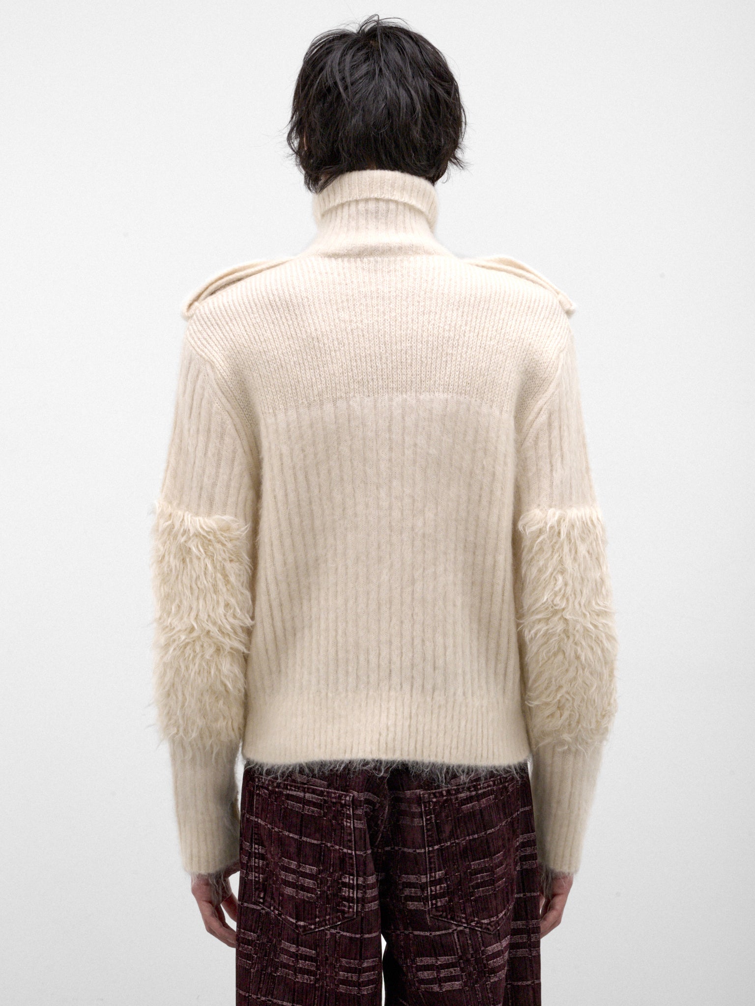 Ecru Rib-Knit Turtleneck (JESPER-A3712-ECRU)