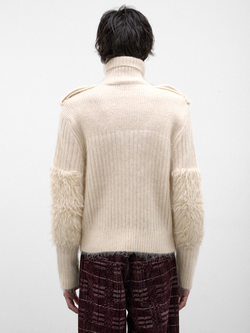 Ecru Rib-Knit Turtleneck (JESPER-A3712-ECRU)