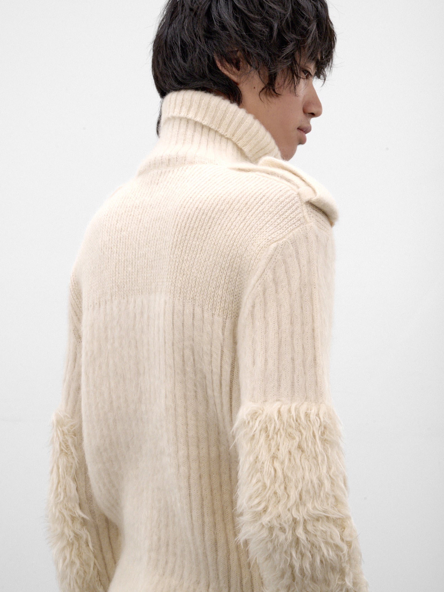 Ecru Rib-Knit Turtleneck (JESPER-A3712-ECRU)