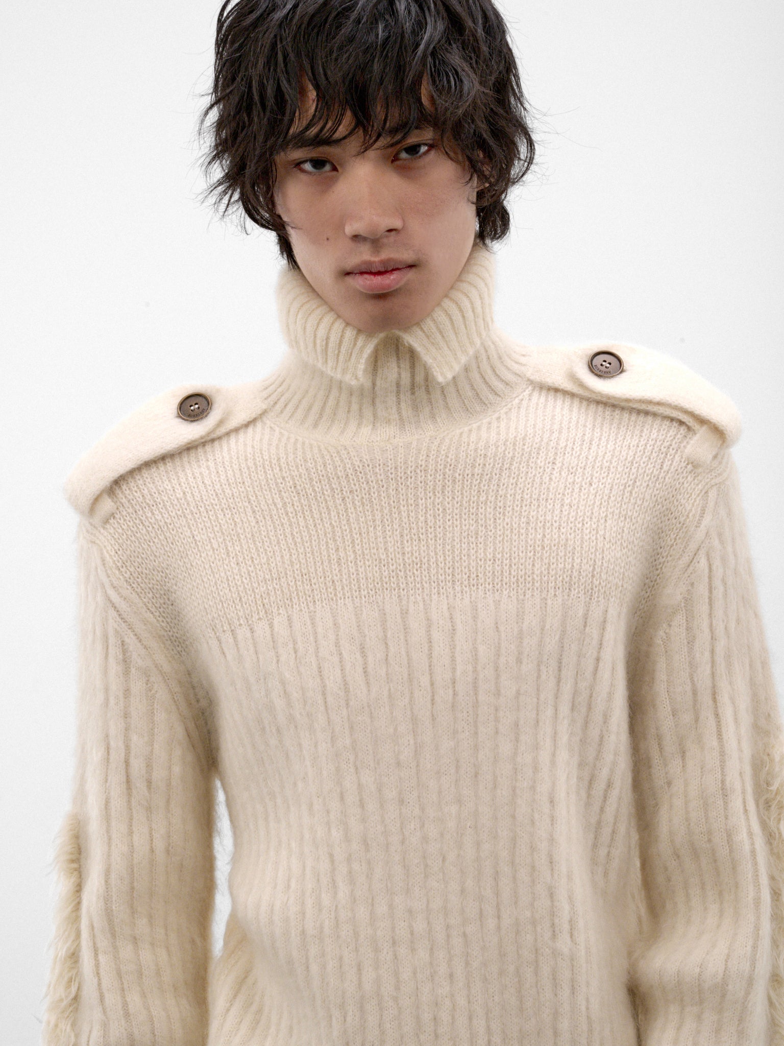 Ecru Rib-Knit Turtleneck (JESPER-A3712-ECRU)
