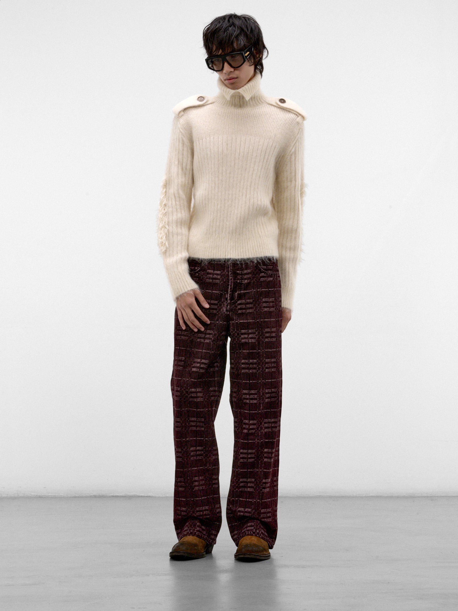 Ecru Rib-Knit Turtleneck (JESPER-A3712-ECRU)