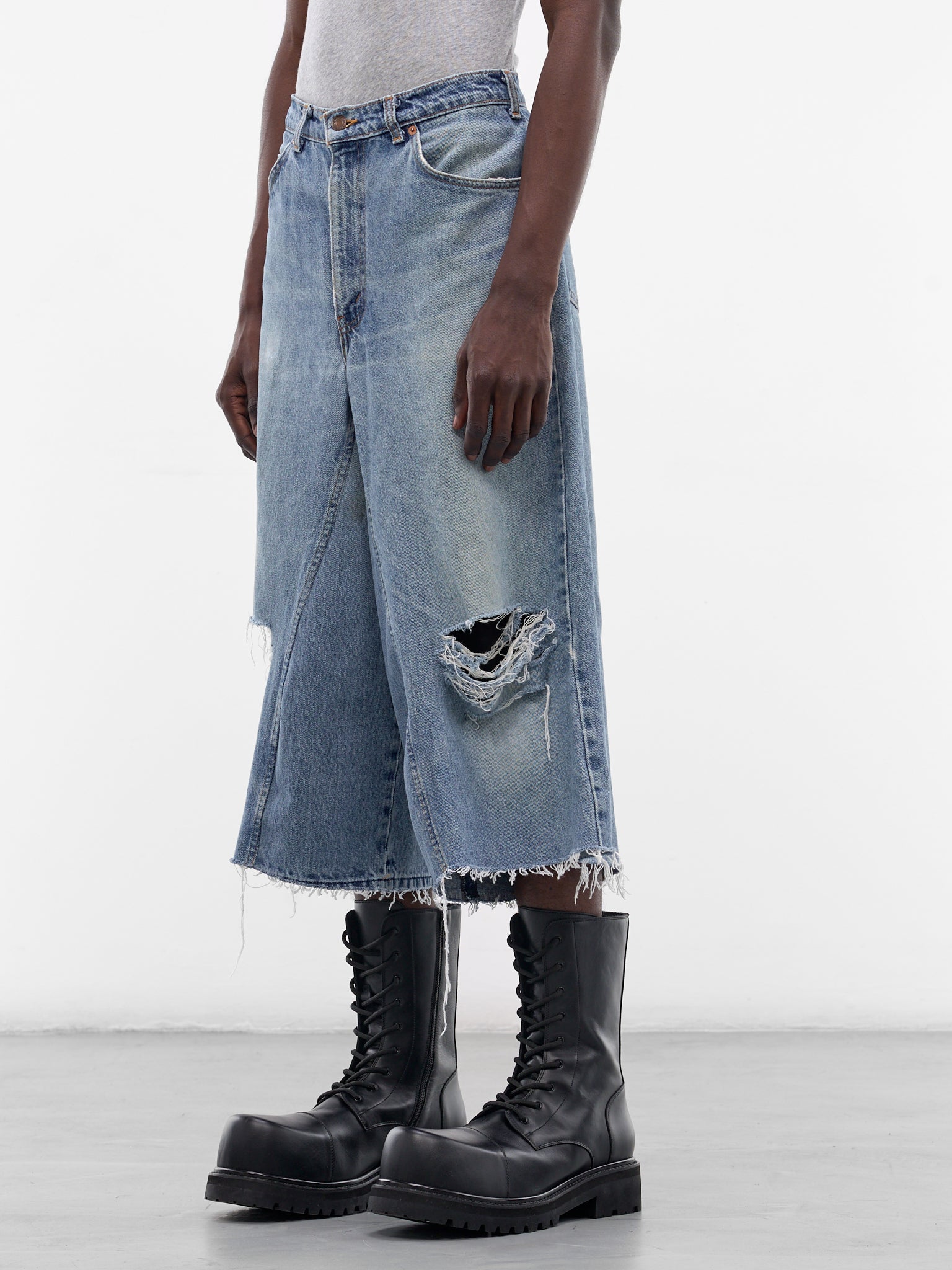 Blue Distressed Denim NBHD Shorts (JJ-002-26-LIGHT-WASH-BLUE)