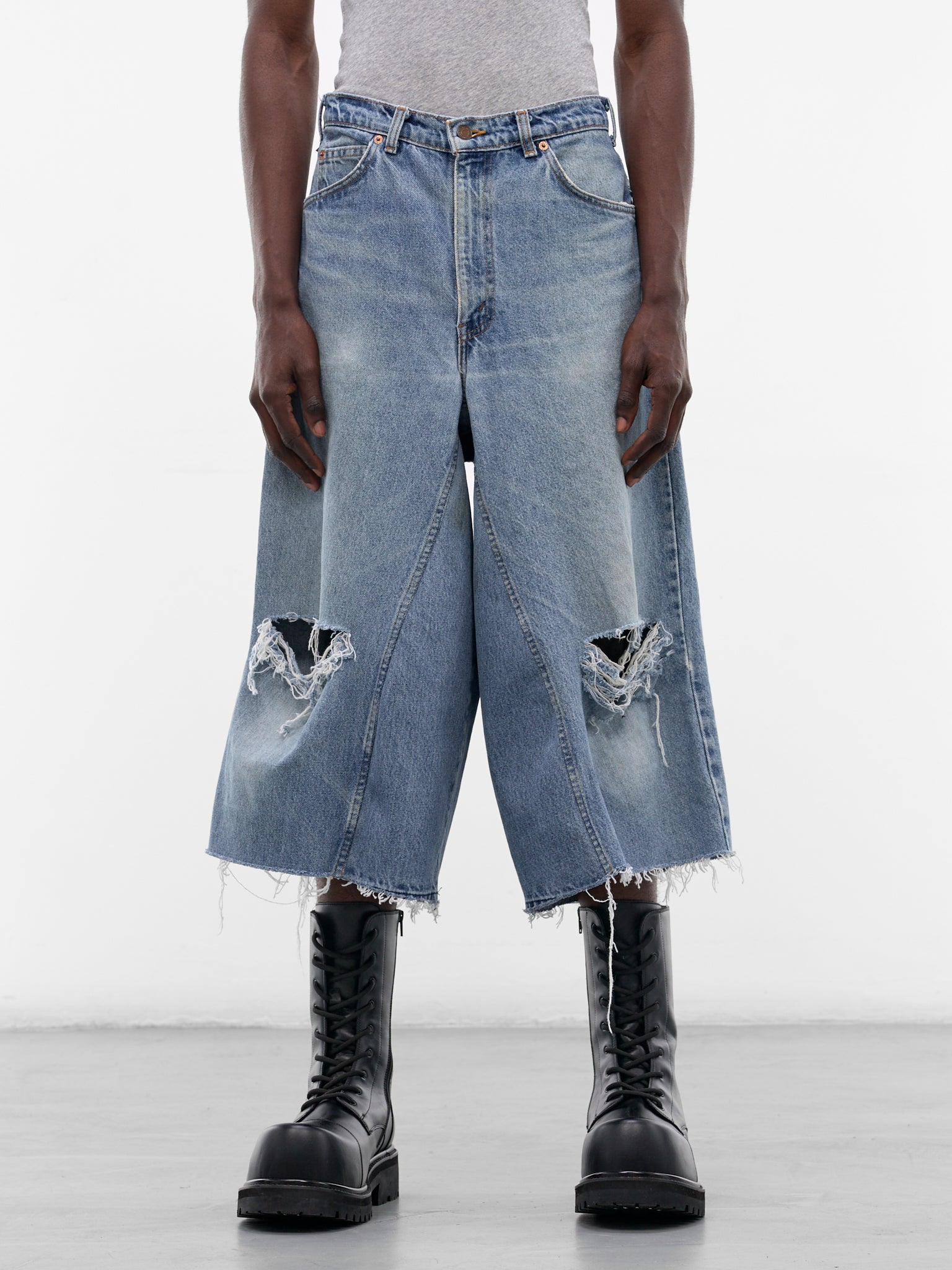 Blue Distressed Denim NBHD Shorts (JJ-002-26-LIGHT-WASH-BLUE)