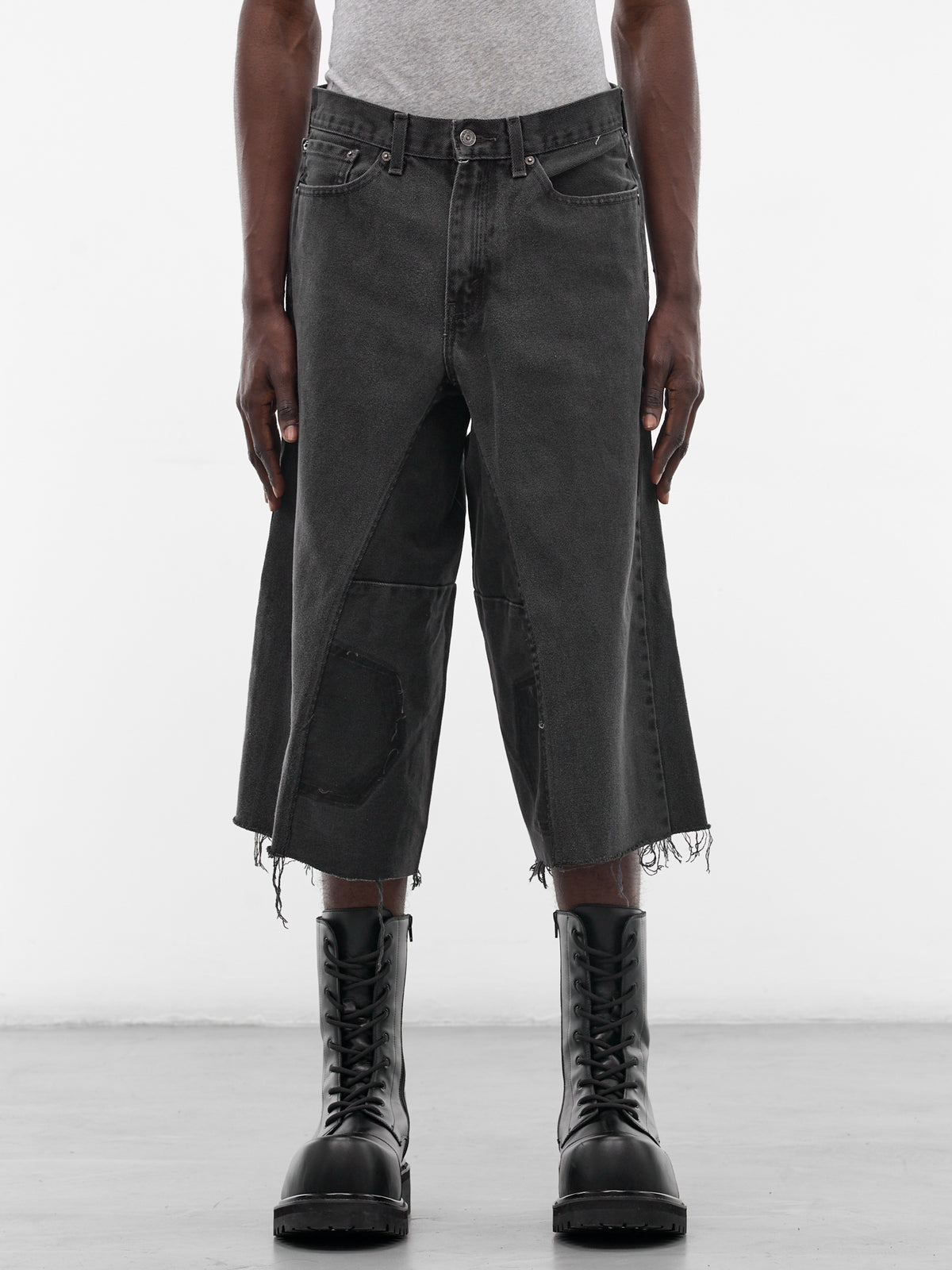 Black Distressed Denim NBHD Shorts (JJ-002-27-BLACK)